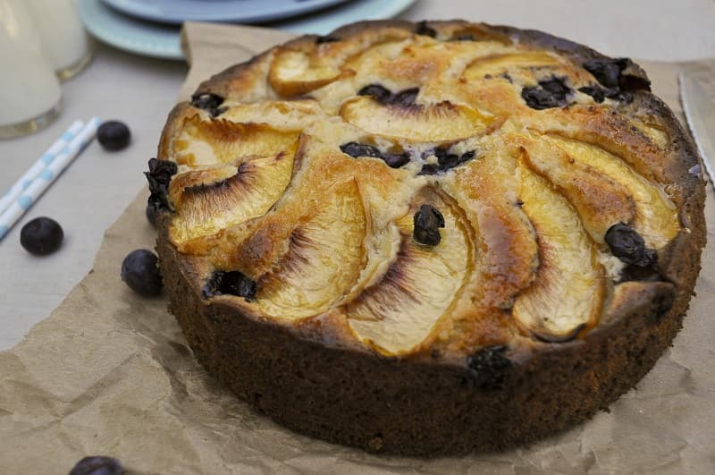 Honey, Peach, Blueberry & Yogurt Cake