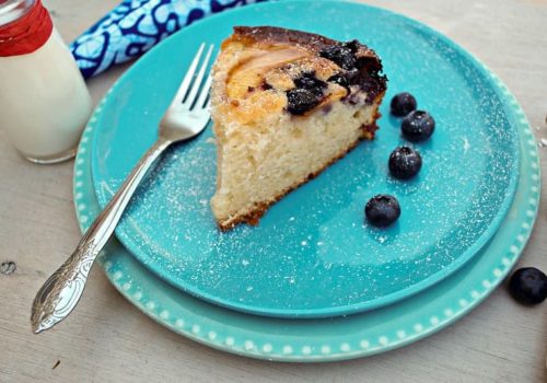 Honey, Peach, Blueberry & Yogurt Cake