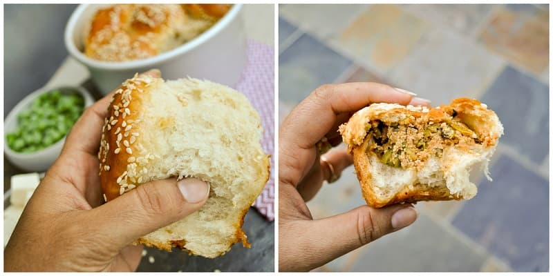 Honeycomb Buns Filed with Peas & Paneer