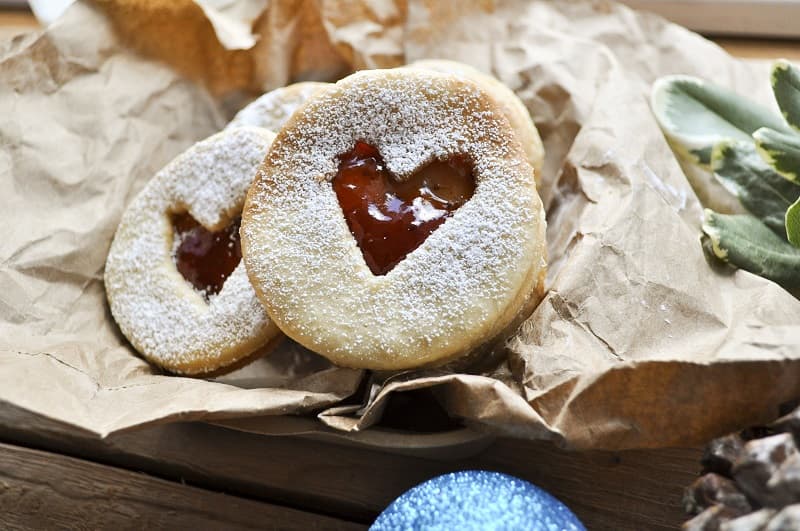 Coconut Jam Heart Cookies