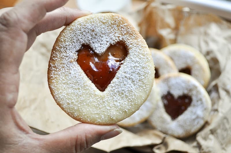 Coconut Jam Heart Cookies