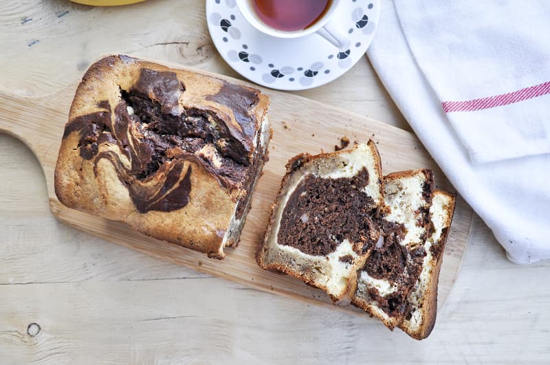 Banana, Chocolate and Cream Cheese Marble Loaf