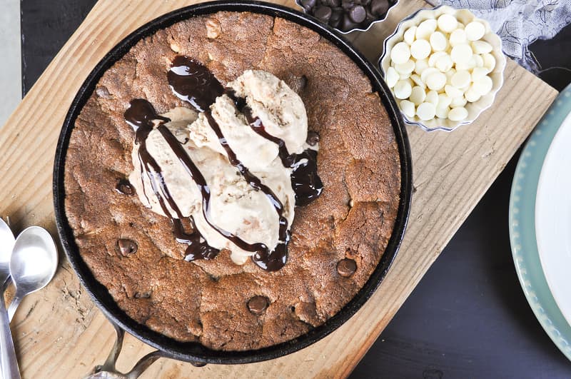 Choco Chip Skillet Cookies