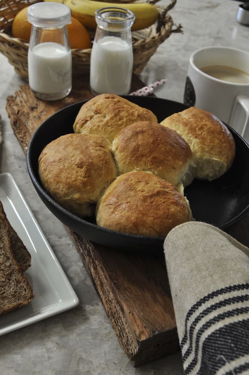 Skillet Baked Jam Stuffed Rolls