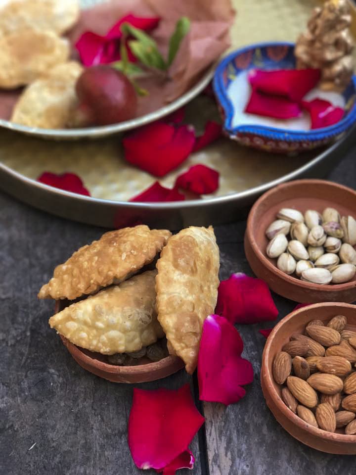 Coconut Mawa Gujiyas Recipe